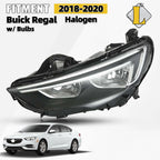 Halogen Headlight for Buick Regal (2018–2020) Left Driver Side, Bulb