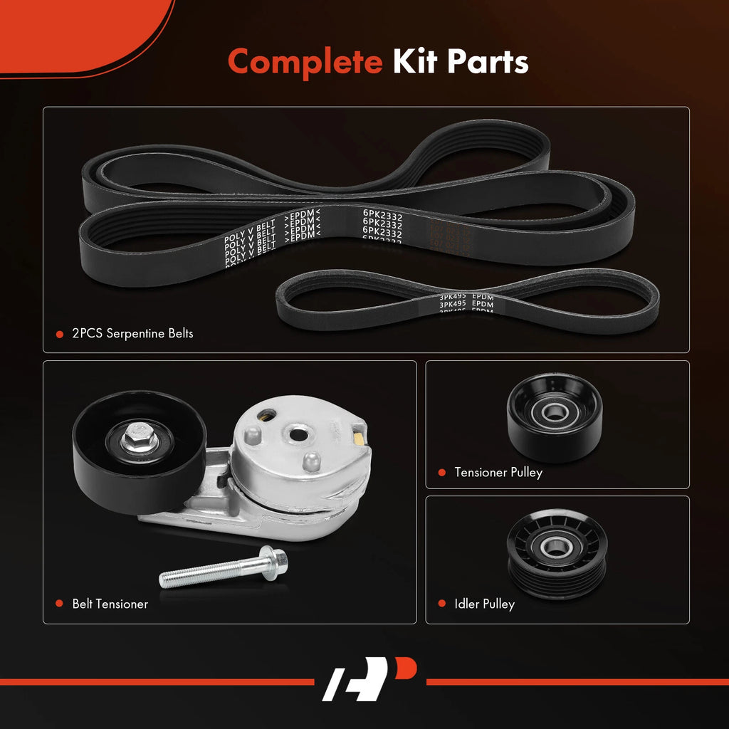 5X Serpentine Belt Drive Component Kit for Ford Escape Fusion (2006–2009)