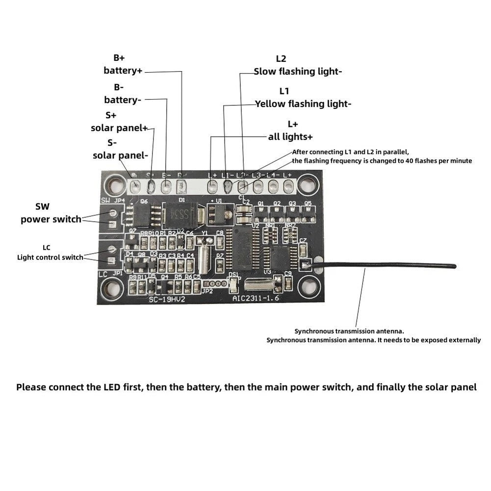 12V Wireless Solar Light Control Module for Universal Use (Adjustable Flash Rate)