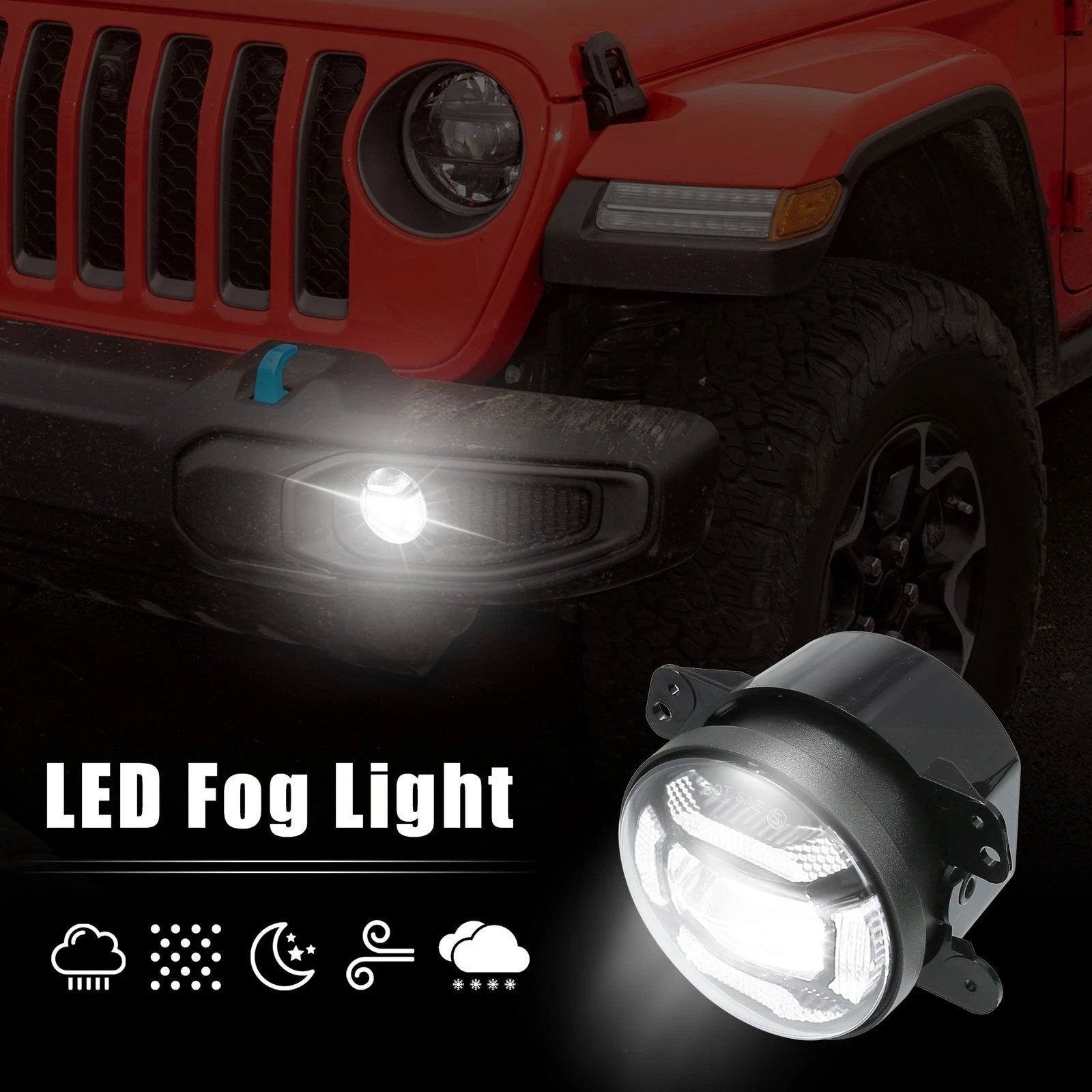 Pair 4 Inch LED Fog Lights for Jeep Grand Cherokee (2011–2013)