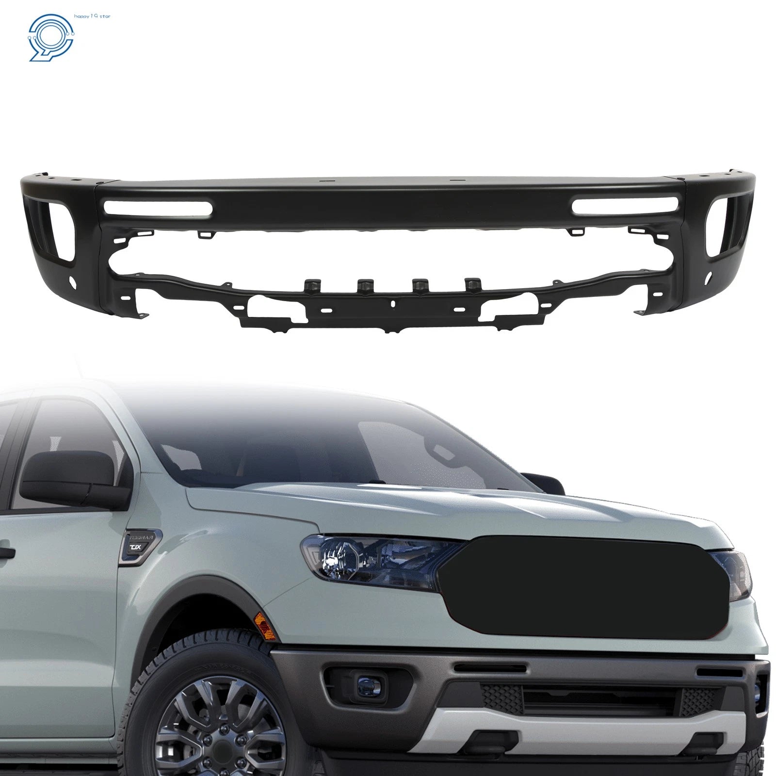 Black Split Front Bumper Face Bar for Ford Ranger (2019–2023)
