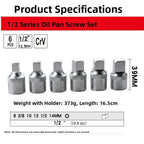 Square Drive Oil Pan Socket Wrench 6PC Set for Vehicle Engine Maintenance