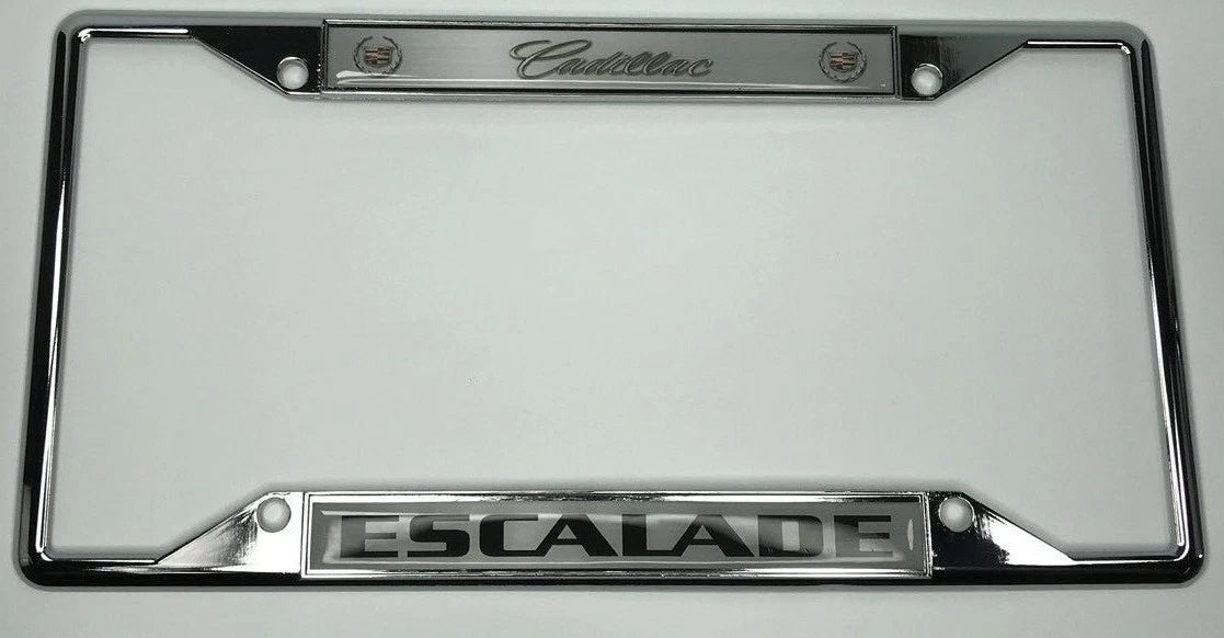 Chrome Metal License Plate Frame with Emblem for Cadillac Escalade (2002–2020)