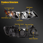 Headlight Assembly for Kia Forte Forte Koup (2010–2013) Pair with Bulbs