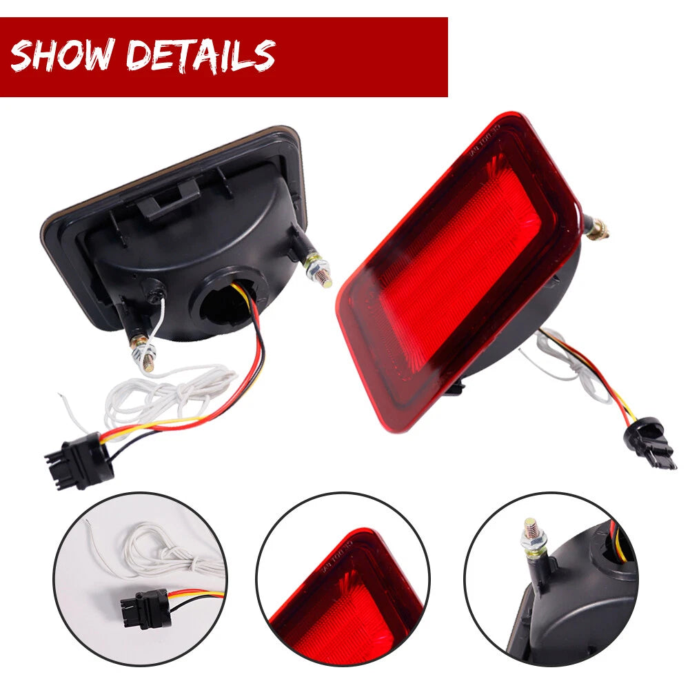 2X Red LED Rear Bumper Reflector Tail Lights for Hummer H2 (2005–2009)