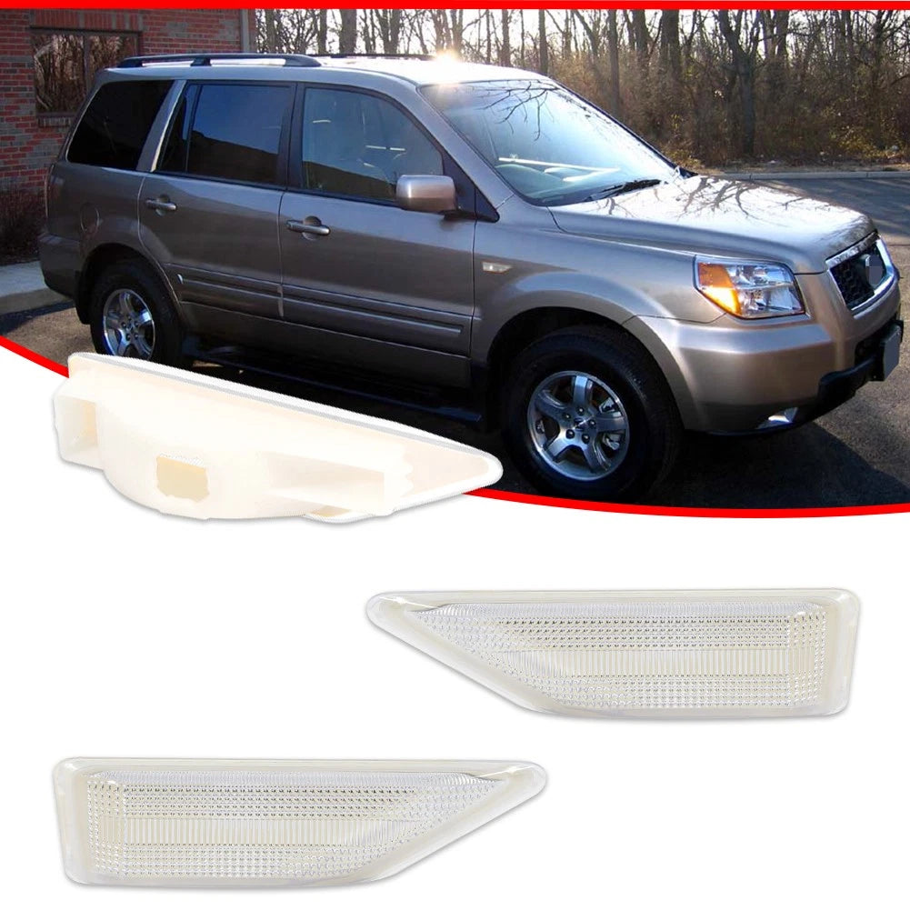 2X Clear Lens Front Fender Side Marker Lights for Honda Pilot (2006–2008)