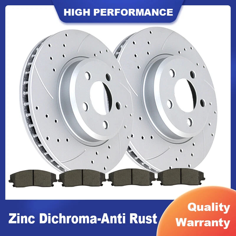 Front Drilled Brake Rotors & Pads for Dodge Challenger Charger 300 (2006–2010)