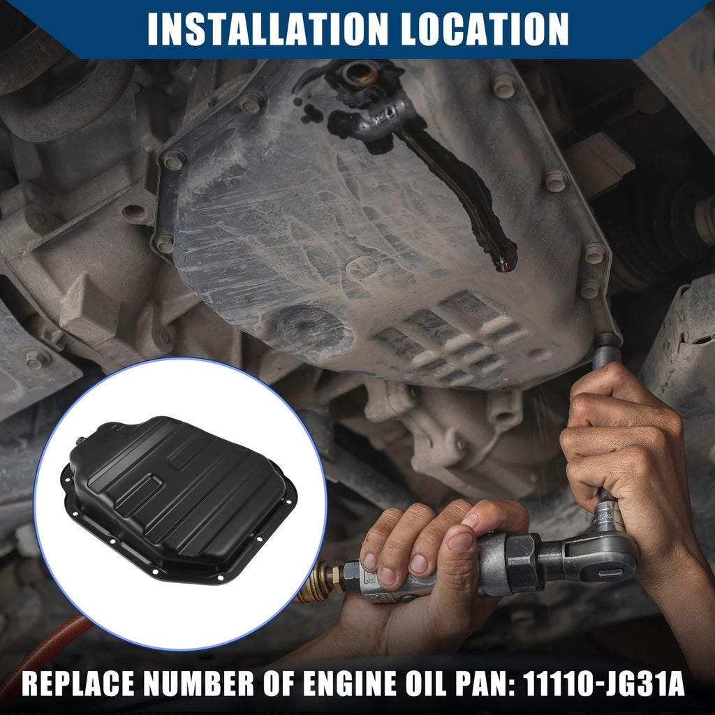 Engine Transmission Oil Pan for Nissan Rogue X-Trail (2014–2020) 11110JG31A, Anti Rust Black