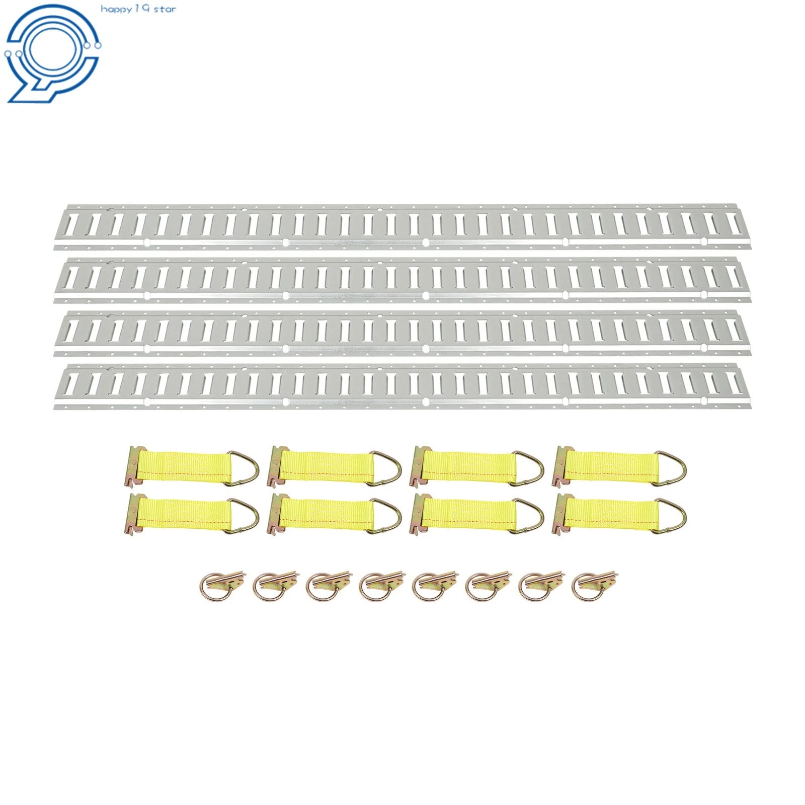 Set of 4 E Track Rails with 8 O Rings and 8 Rope Tie Offs