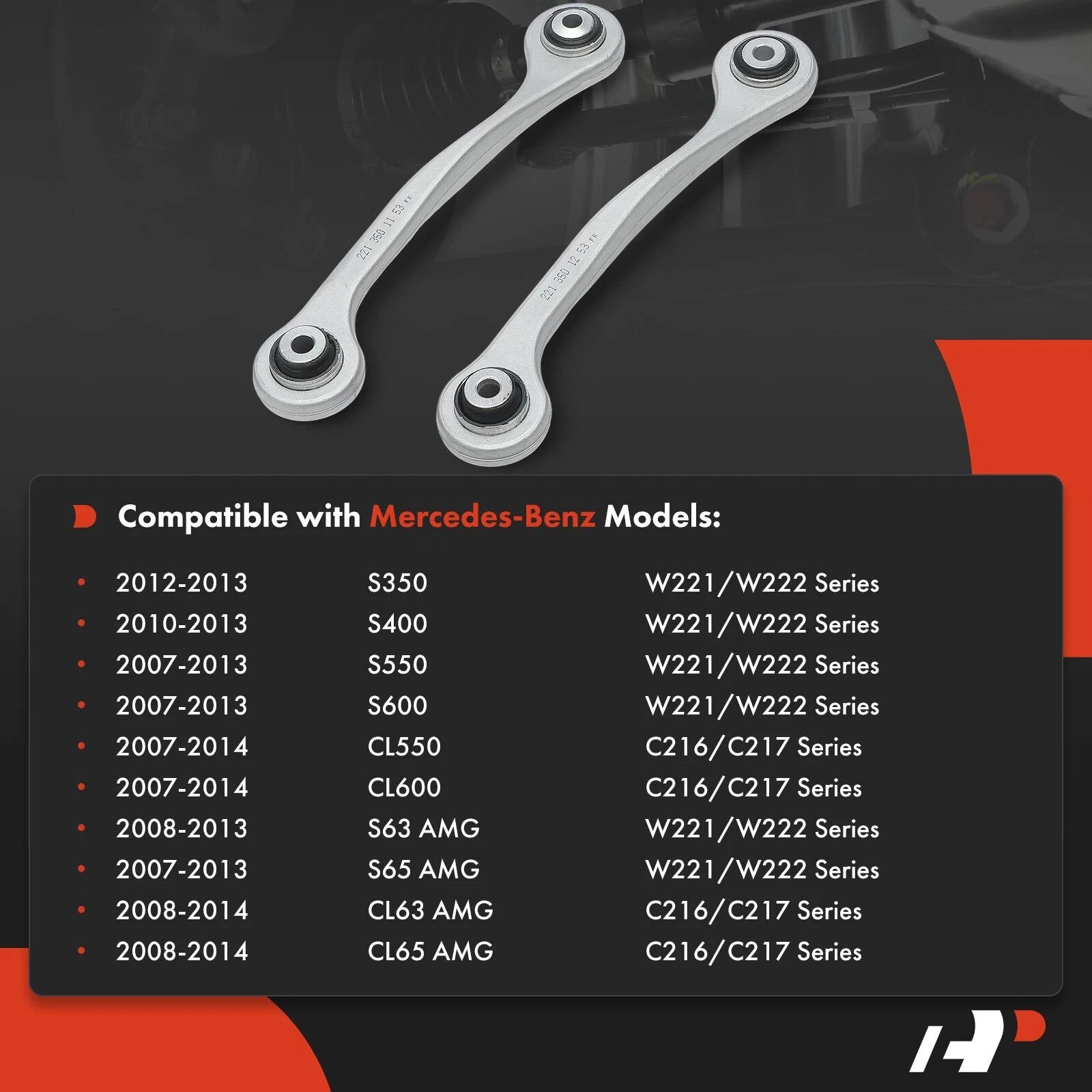 2X Rear Upper Forward Control Arm for Mercedes-Benz S350 S400 S550 (2006–2013)