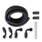 12 FT AN-10 Black Steel Nylon Braided Oil Fuel Hose Line Kit for Universal