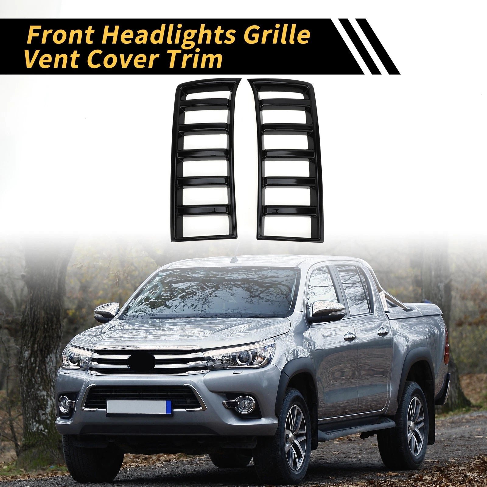 Set of 2 Front Headlights Grille Vent Cover Trim for Toyota Tundra (2022–2024)