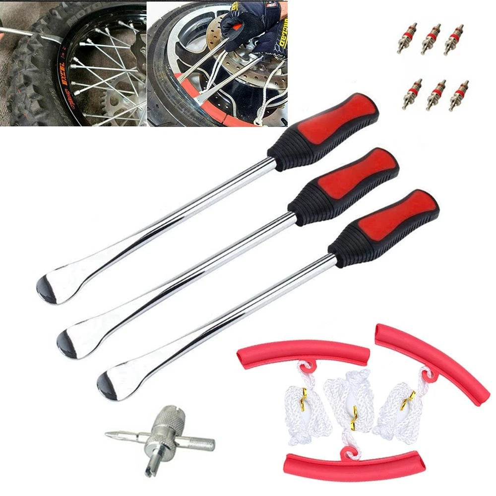 Spoon Tire Iron Lever Tool Kit for Motorcycle with Wheel Rim Protector