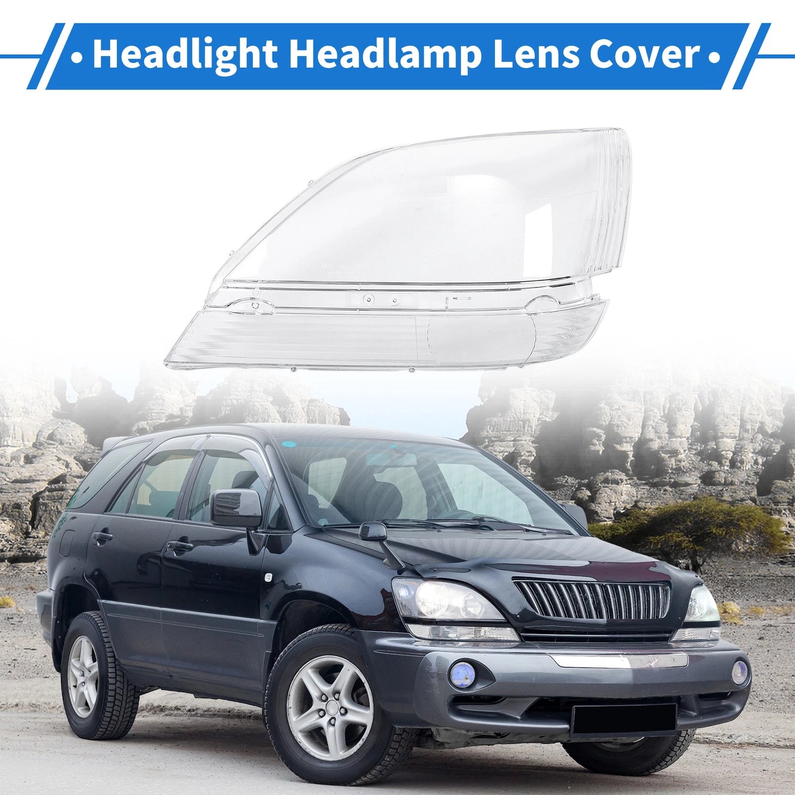 1 Pcs Headlight Lens Cover for Lexus RX300 (1999–2003) PC Clear