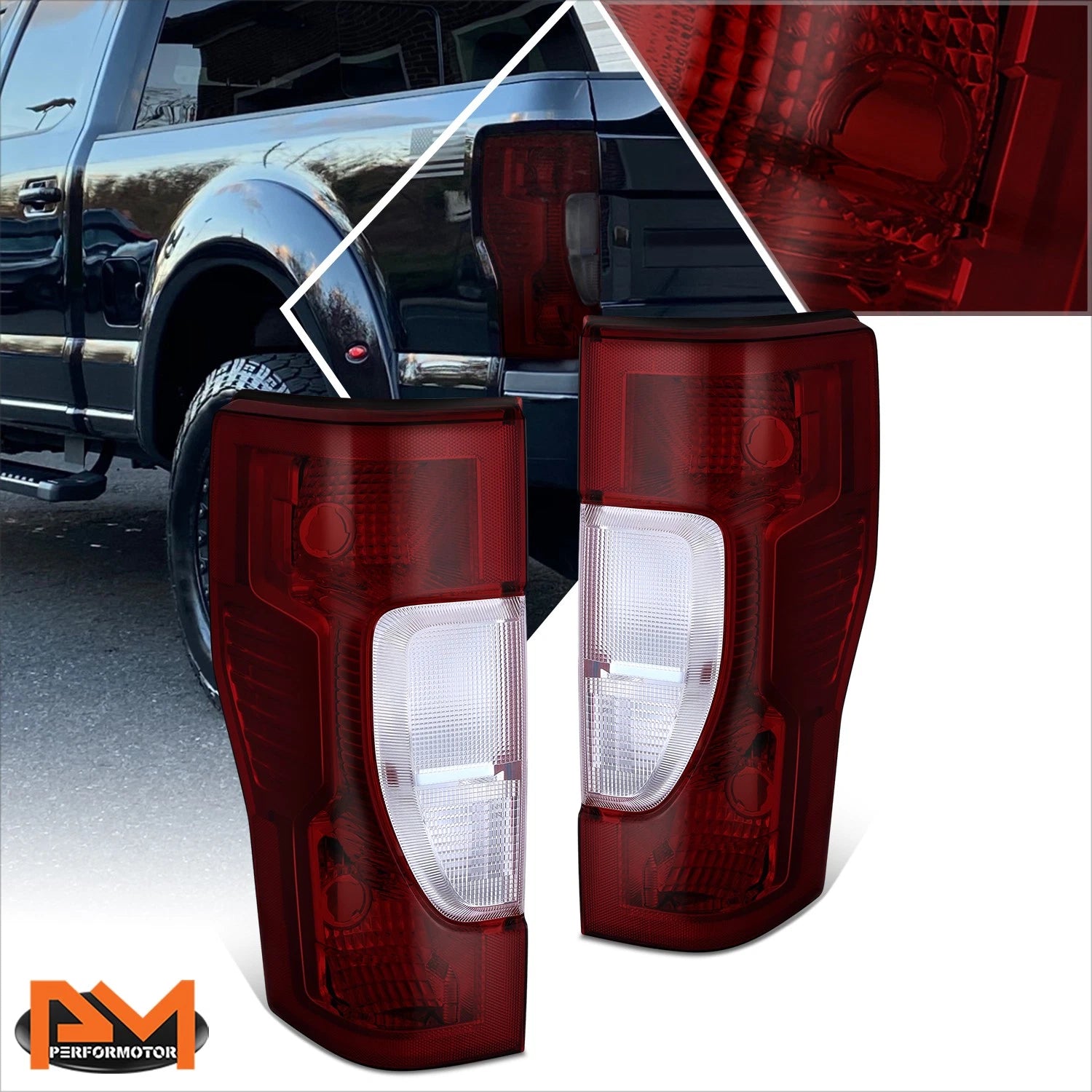 Set of 2 Chrome Tail Lights for Ford F250 F350 F450 Super Duty (2020–2022)