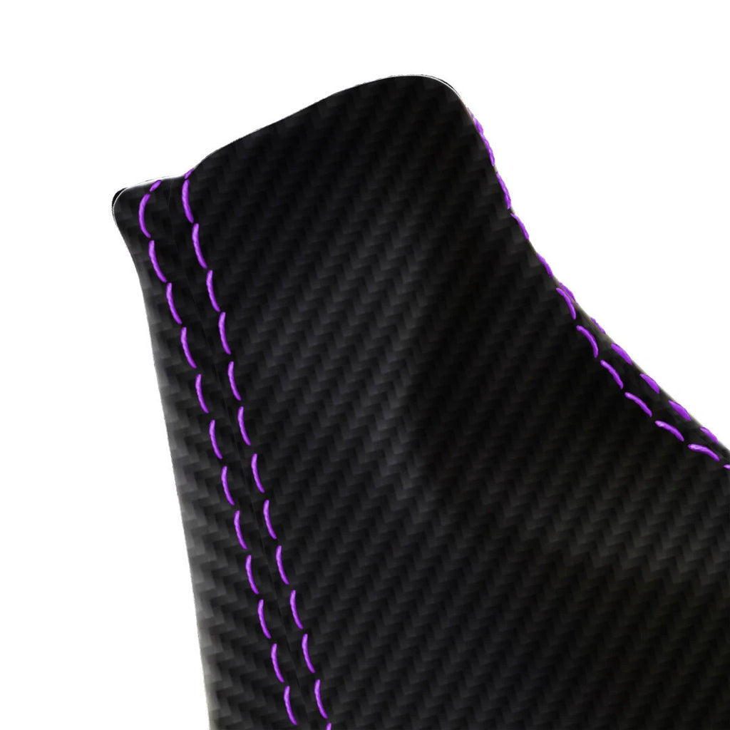 E Brake Boot Cover for Mazda 3 (2014–2016) - Carbon Fiber, Purple Stitch