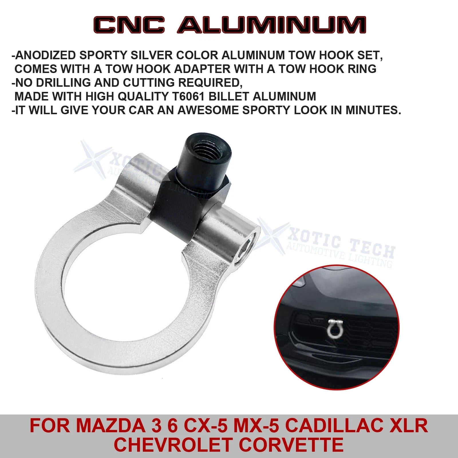 Anodized Aluminum Tow Hook for Cadillac XLR (2006-2009)