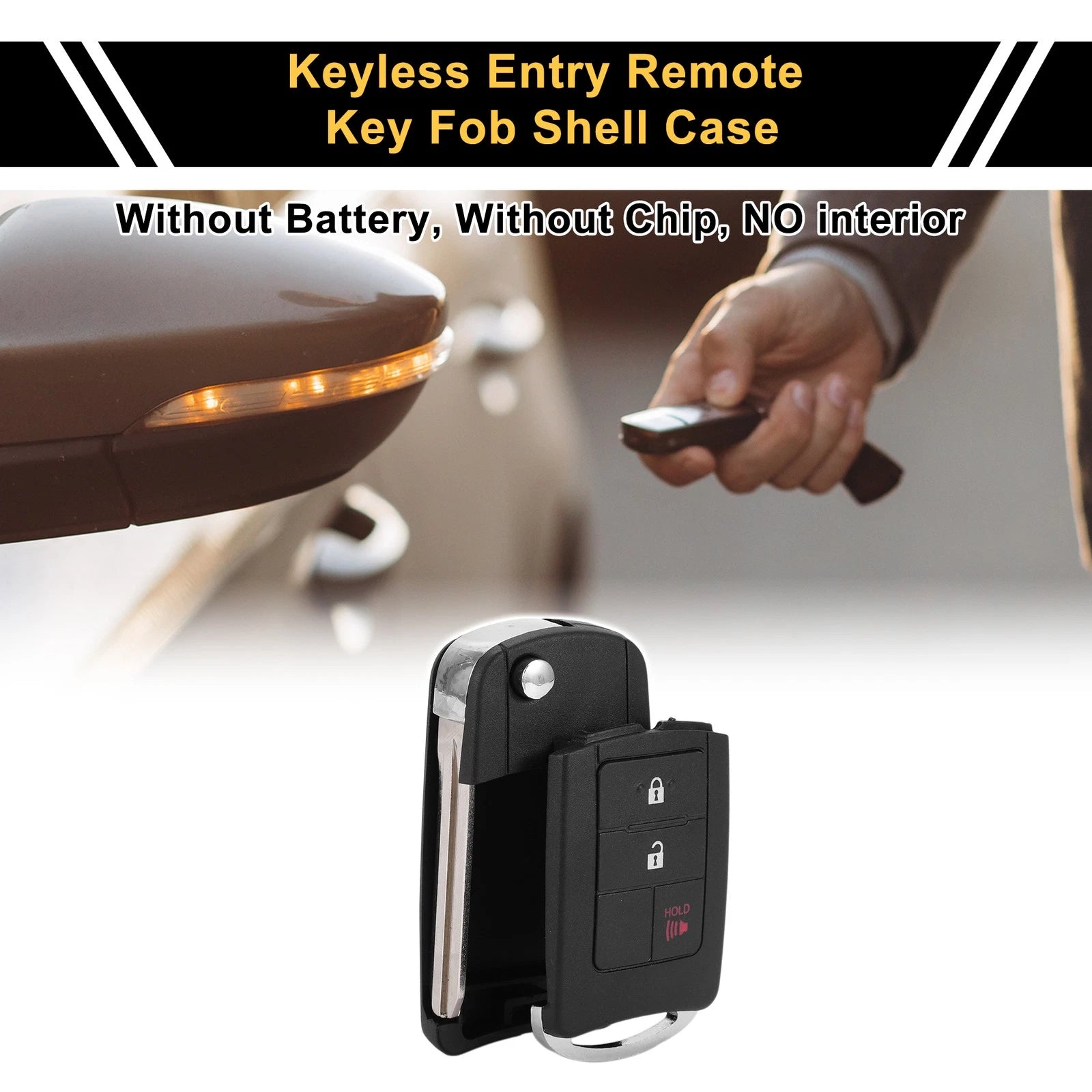 3 Button Key Fob Shell Case for Toyota RAV4 (2013–2015) Black