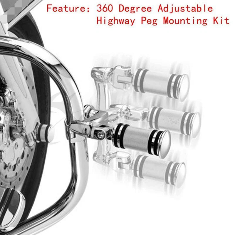 32mm Engine Guard Highway Foot Pegs for Adjustable Male Mount Kit (360°)