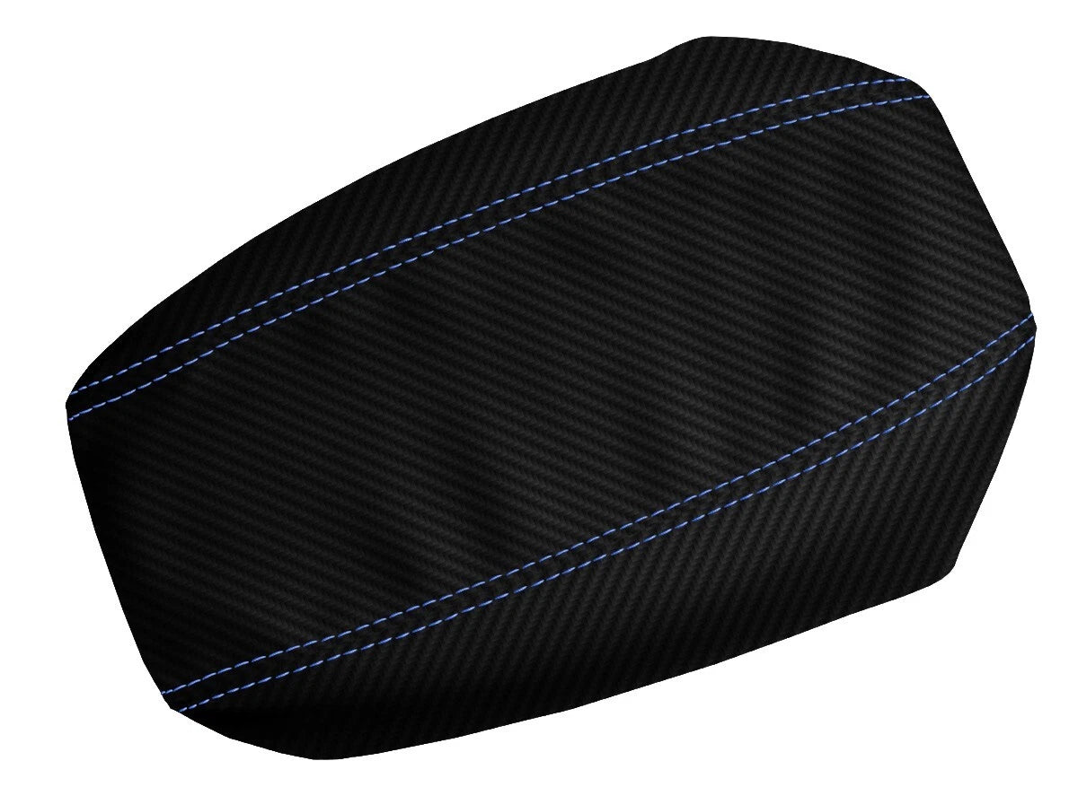 Carbon Fiber Console Bucket Seat Cover for Toyota Tacoma (2001–2004) Blue Stitch