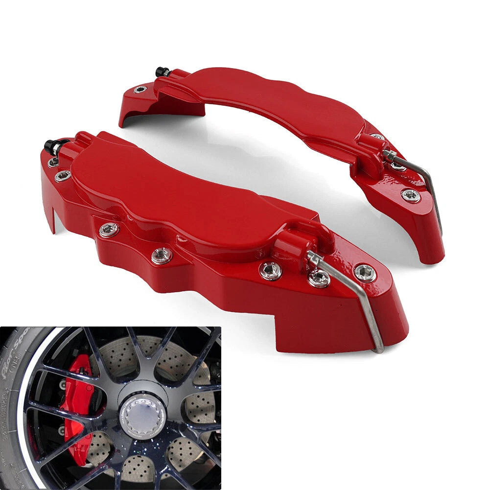 Set of 2 Metal Style Disc Brake Caliper Covers for Universal Fit