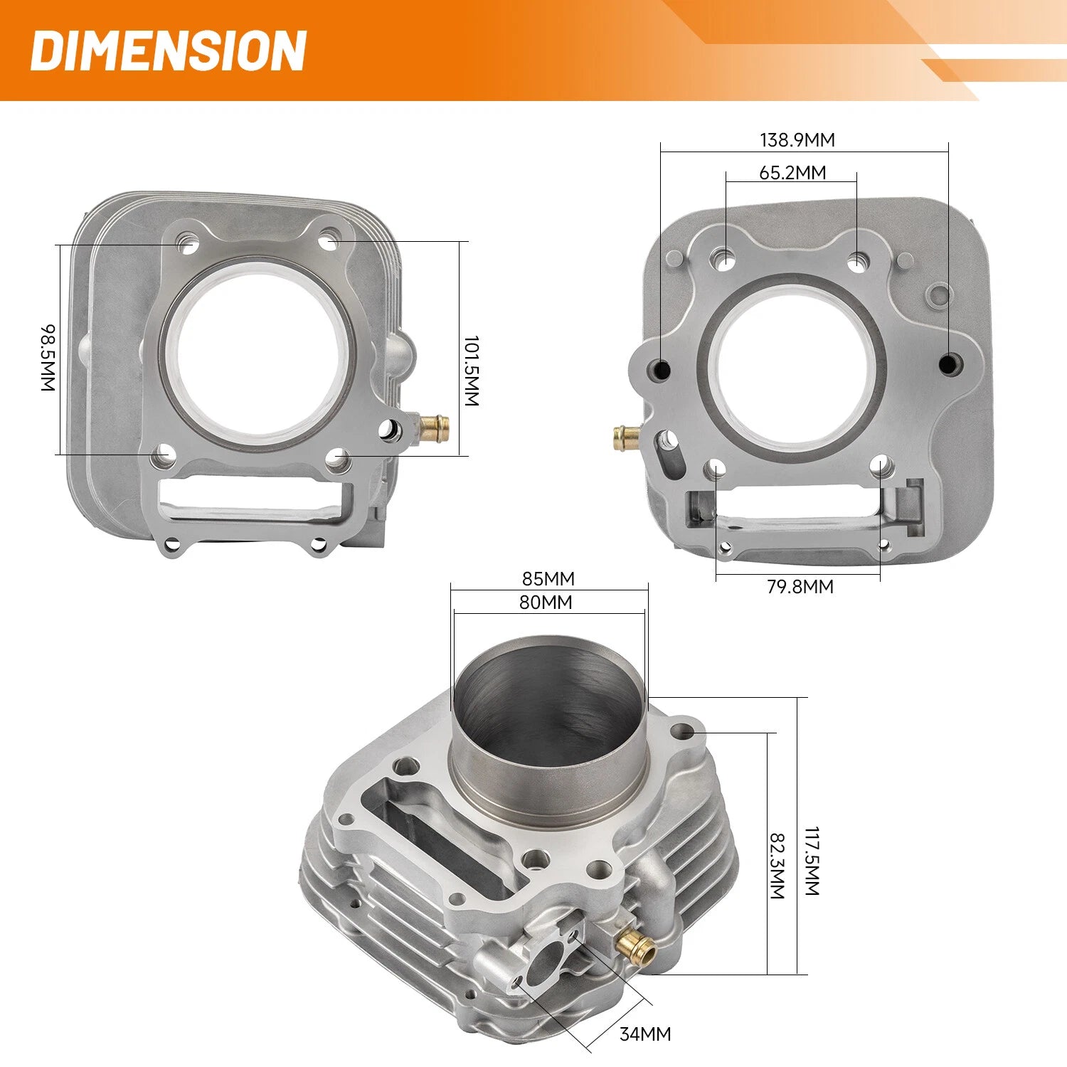 330cc 80mm Bore Cylinder Piston Ring Kit for Honda Sportrax TRX300EX (1993–2008)
