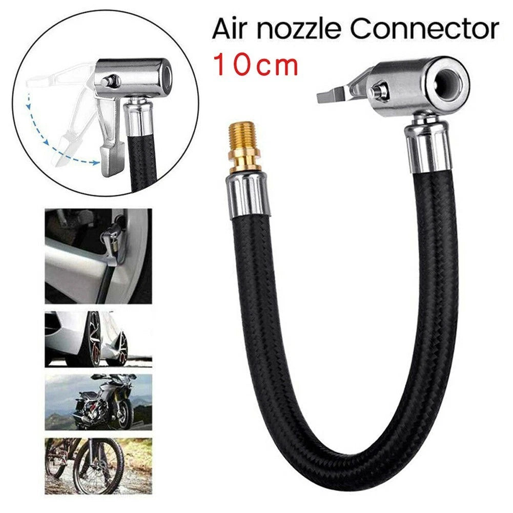 10cm Tyre Chuck Inflator Pump Extension Hose Adapter for Universal Vehicles