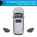 2X Triangular Car Window Sun Shades for Mazda CX-9 (2016–2025) UVA Protection