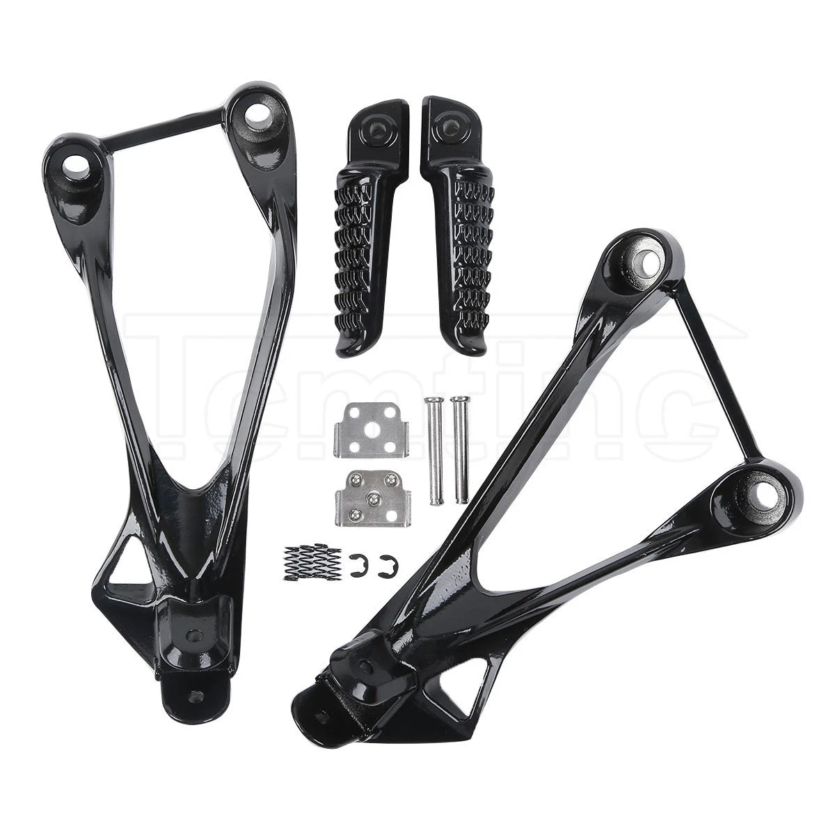 Black Rear Passenger Footpegs Footrest Bracket for Kawasaki Ninja ZX6R (2005–2008)