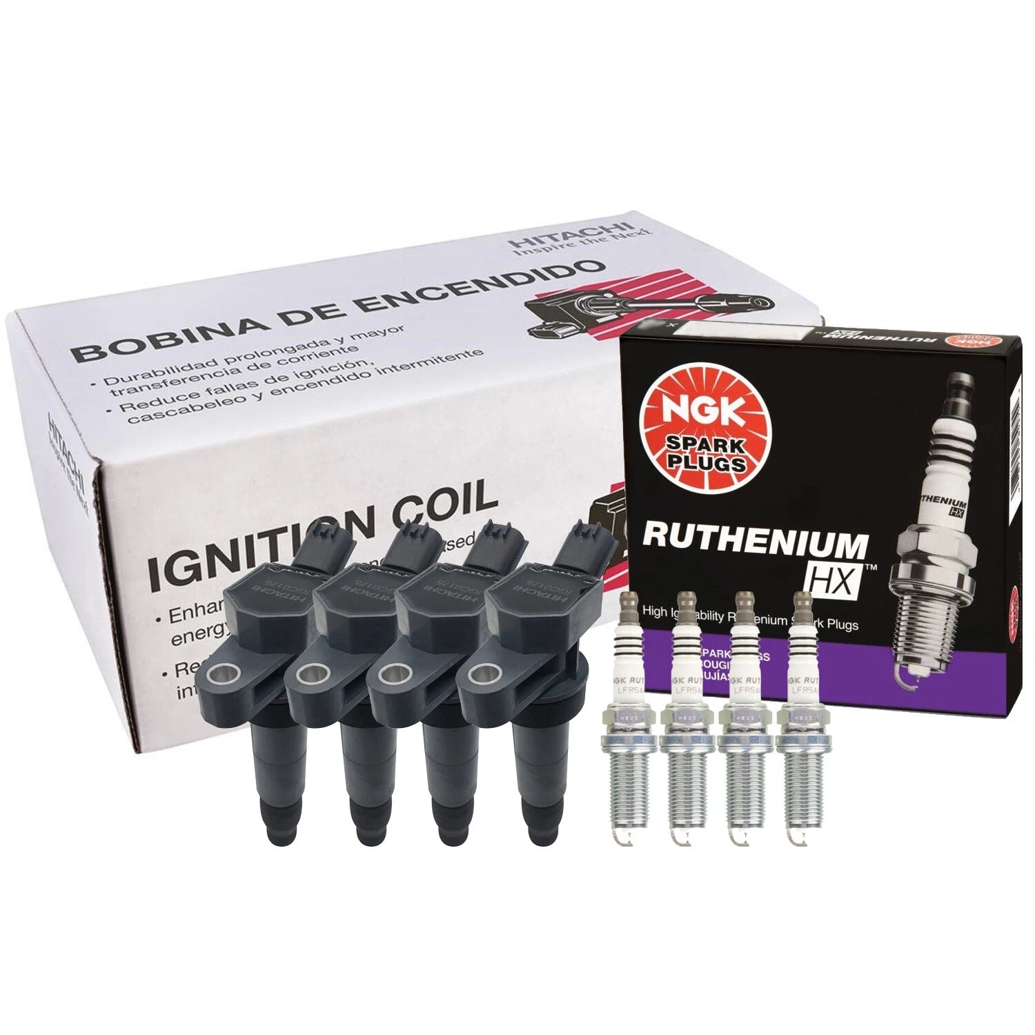 Set of 4 Ignition Coils & Spark Plugs for Hyundai Kia (GAS)