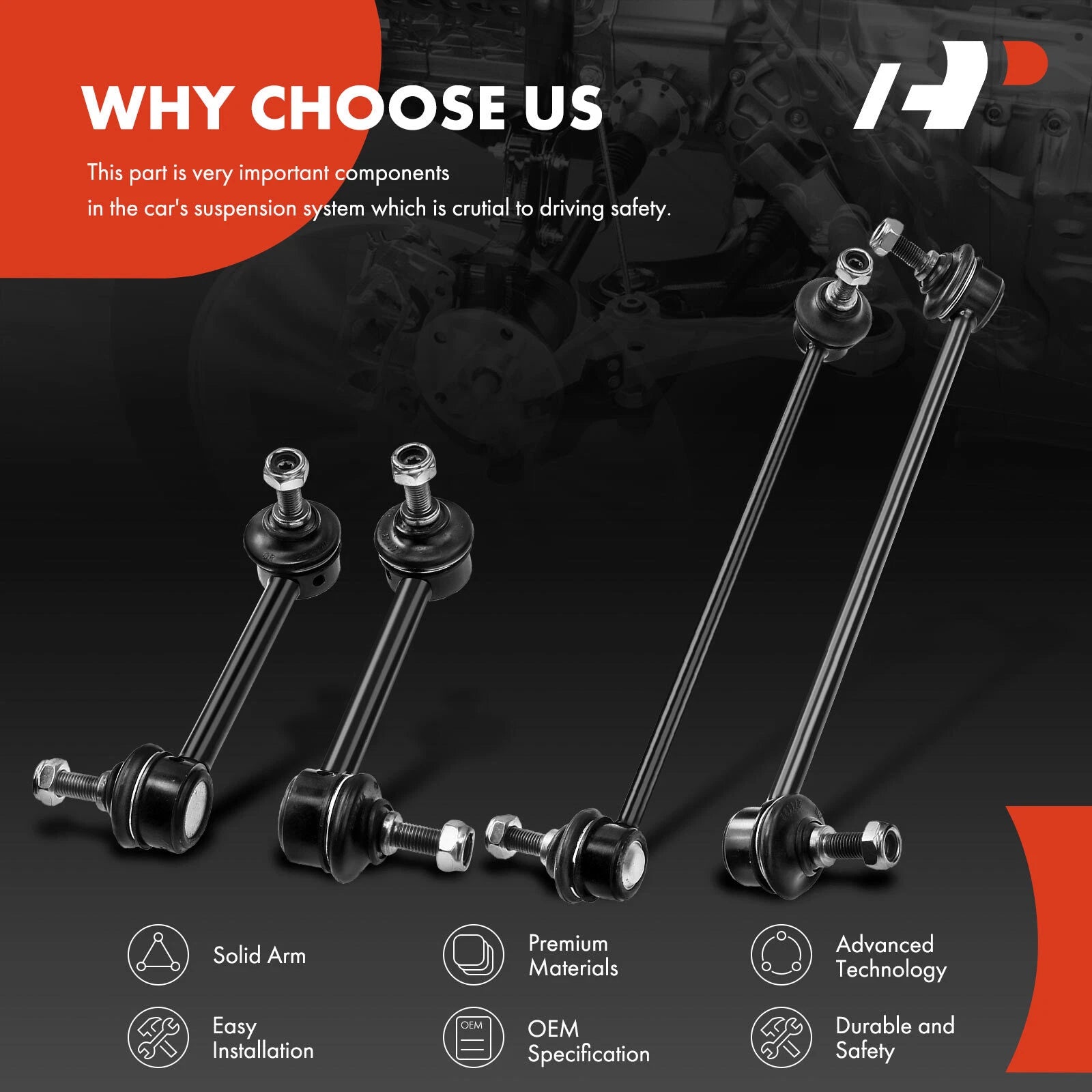 Set of 4 Sway Bar Links for BMW 228i 2014–2016, 230i 2017–2019, 320i 2016–2018