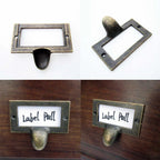 Set of 12 Vintage Drawer Cabinet Label Tag Pulls for
