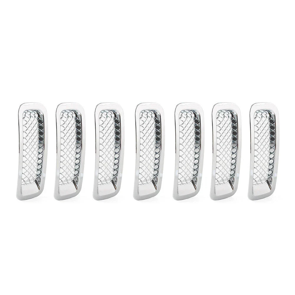 7 Pcs Chrome Front Mesh Grille Cover for Jeep Patriot (2011-2017)