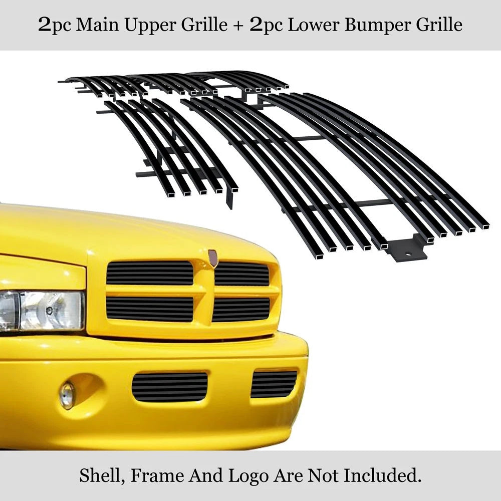 Black Billet Grille Insert Combo for Dodge Ram (1994-2001)