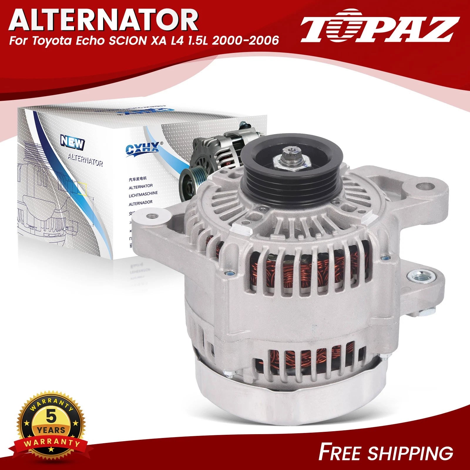 Alternator for Toyota Echo, Scion xA L4 1.5L (2000–2006)