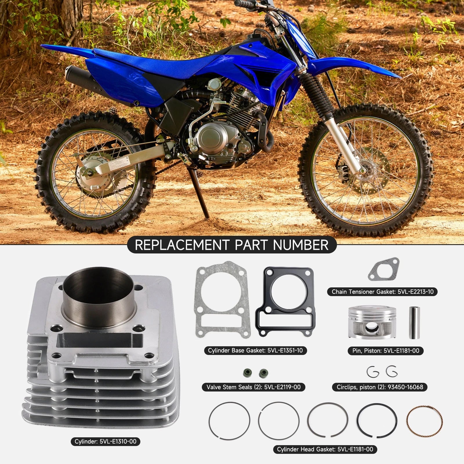 150cc Cylinder Piston Top End Kit 57mm for Yamaha YFM125 Raptor 125 (2011–2013)
