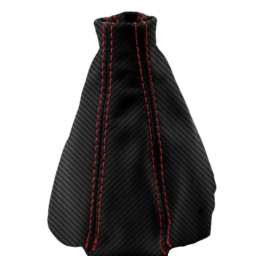 E Brake Boot Cover for Nissan 300ZX (1990–1996) Red Stitch PVC Carbon