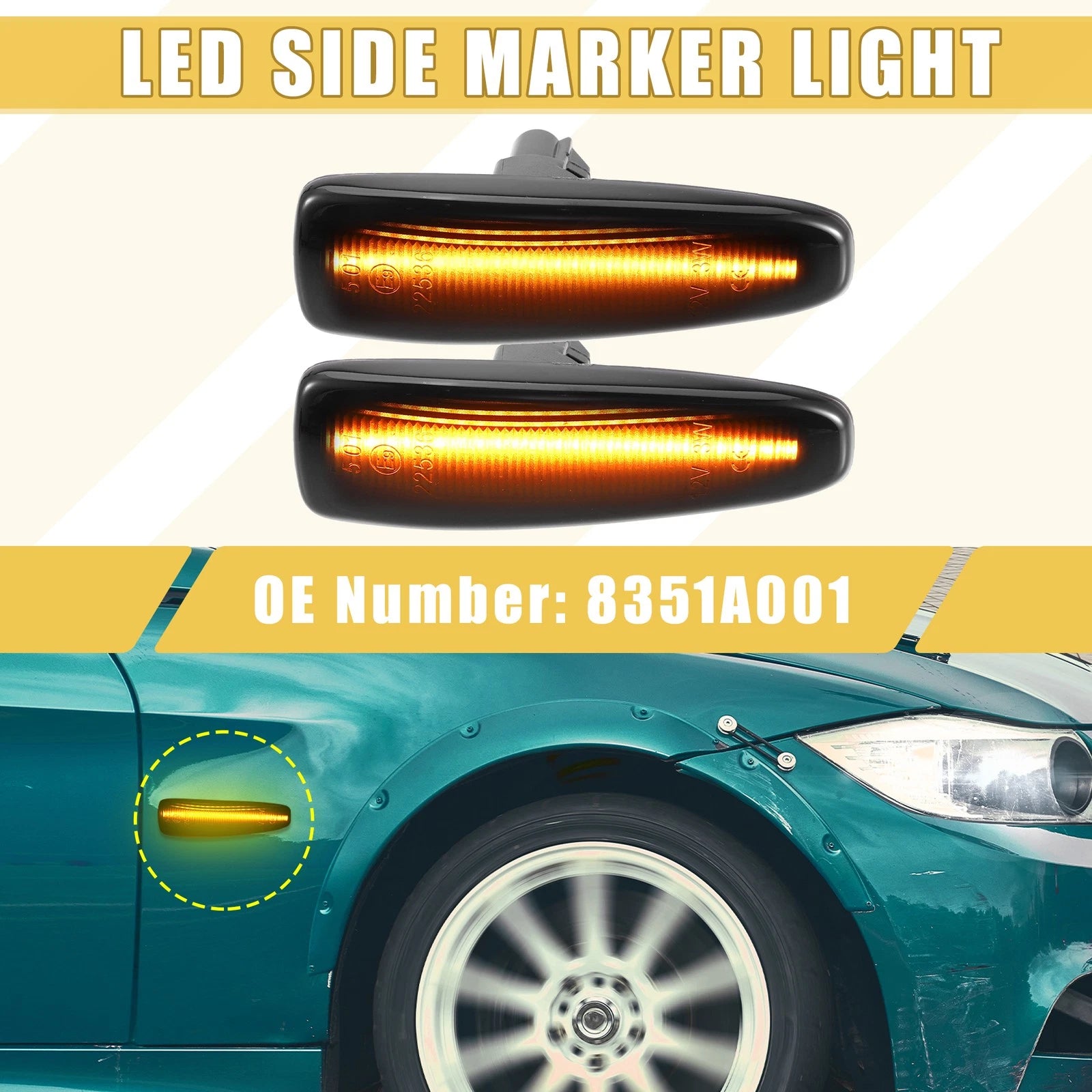 2X Front LED Side Marker Light 8351A001 for Mitsubishi 
