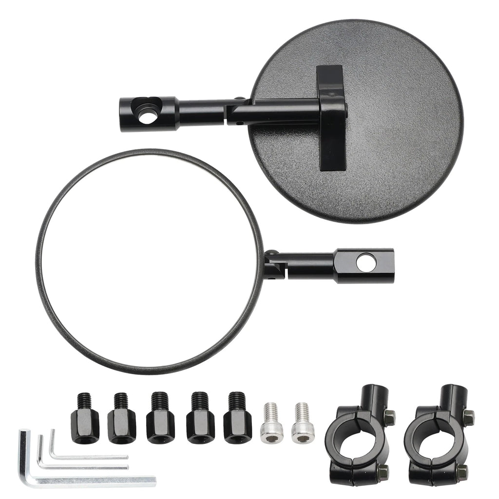 Pair of Black Round Handlebar Mirrors for Superbike Supermoto (M8 M10)