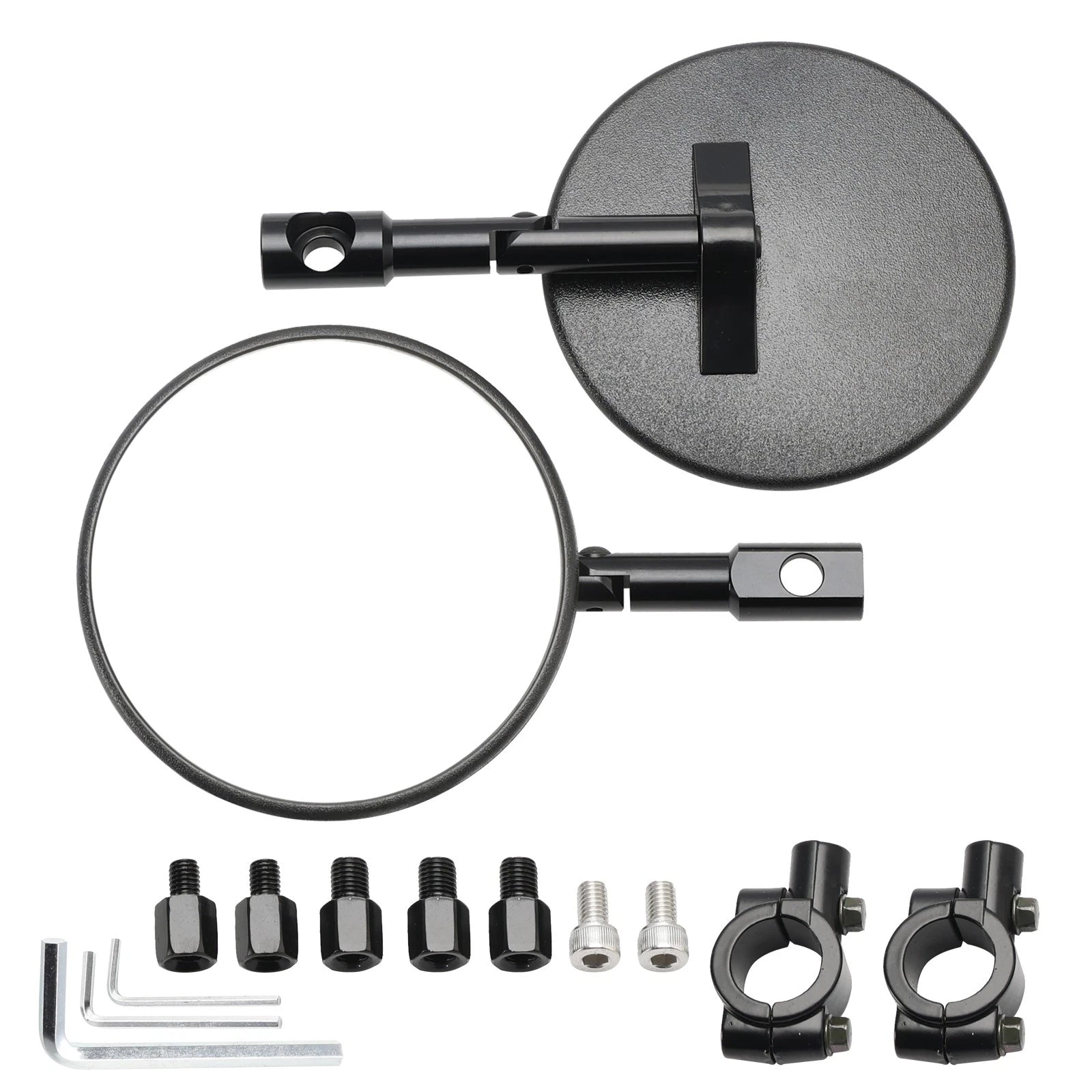 Pair of Black Round Handlebar Mirrors for Superbike Supermoto (M8 M10)