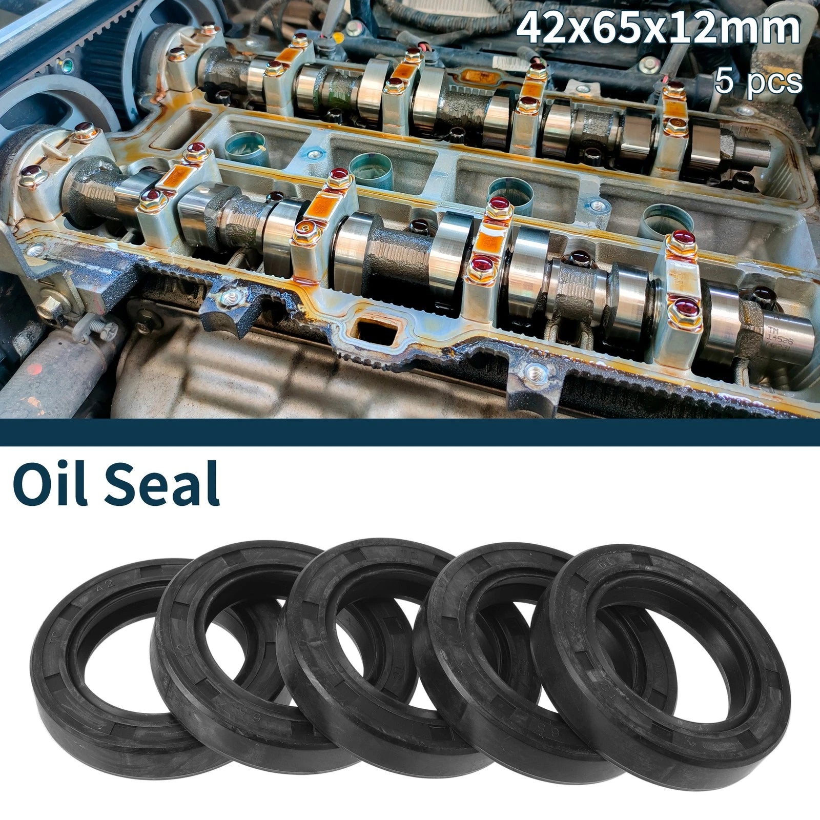 Set of 5 Oil Seal Rotary Shaft Seal NBR Rubber 42x65x12mm