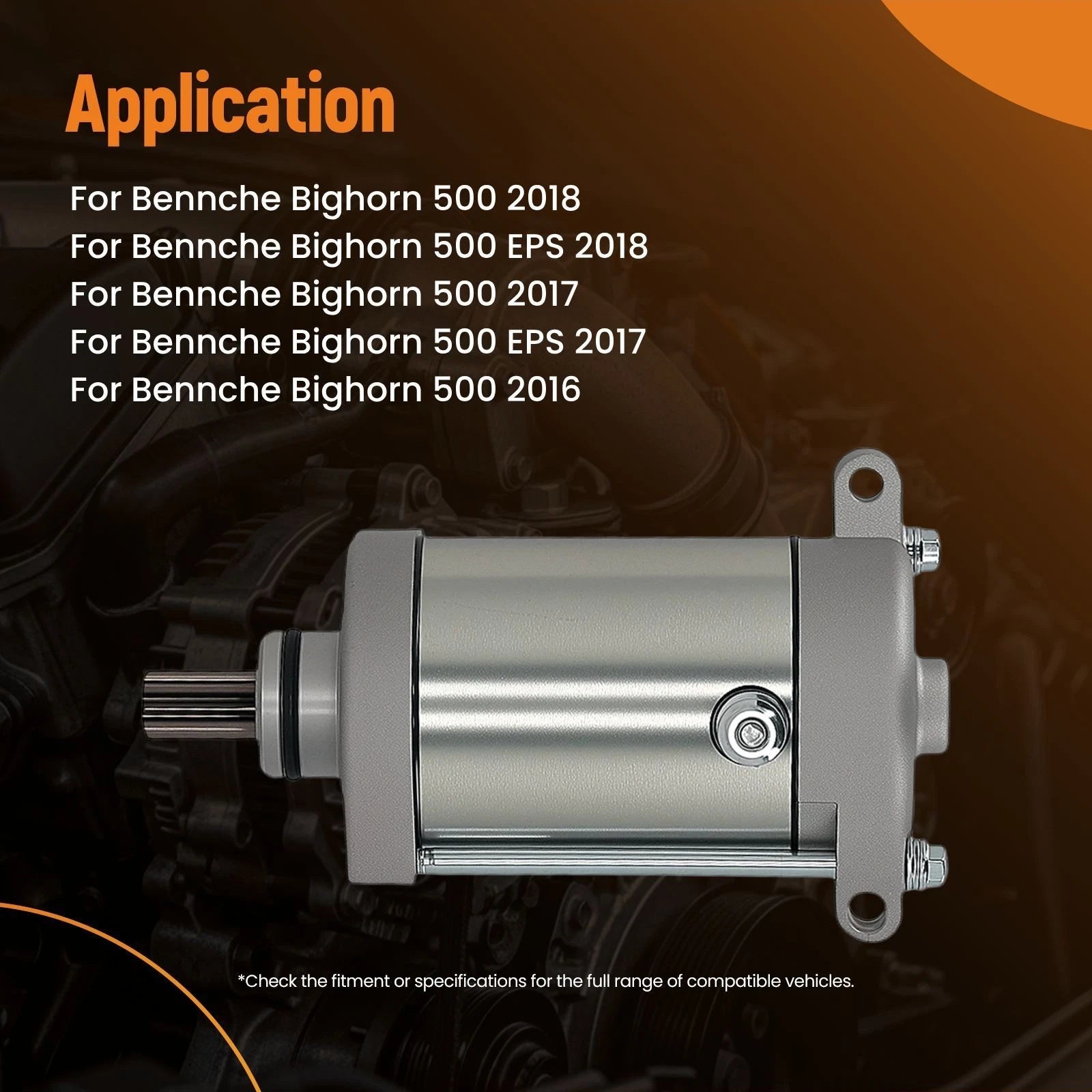 12V Starter Motor for Bennche Bighorn 500 EPS (2015–2018) 9 Teeth CCW