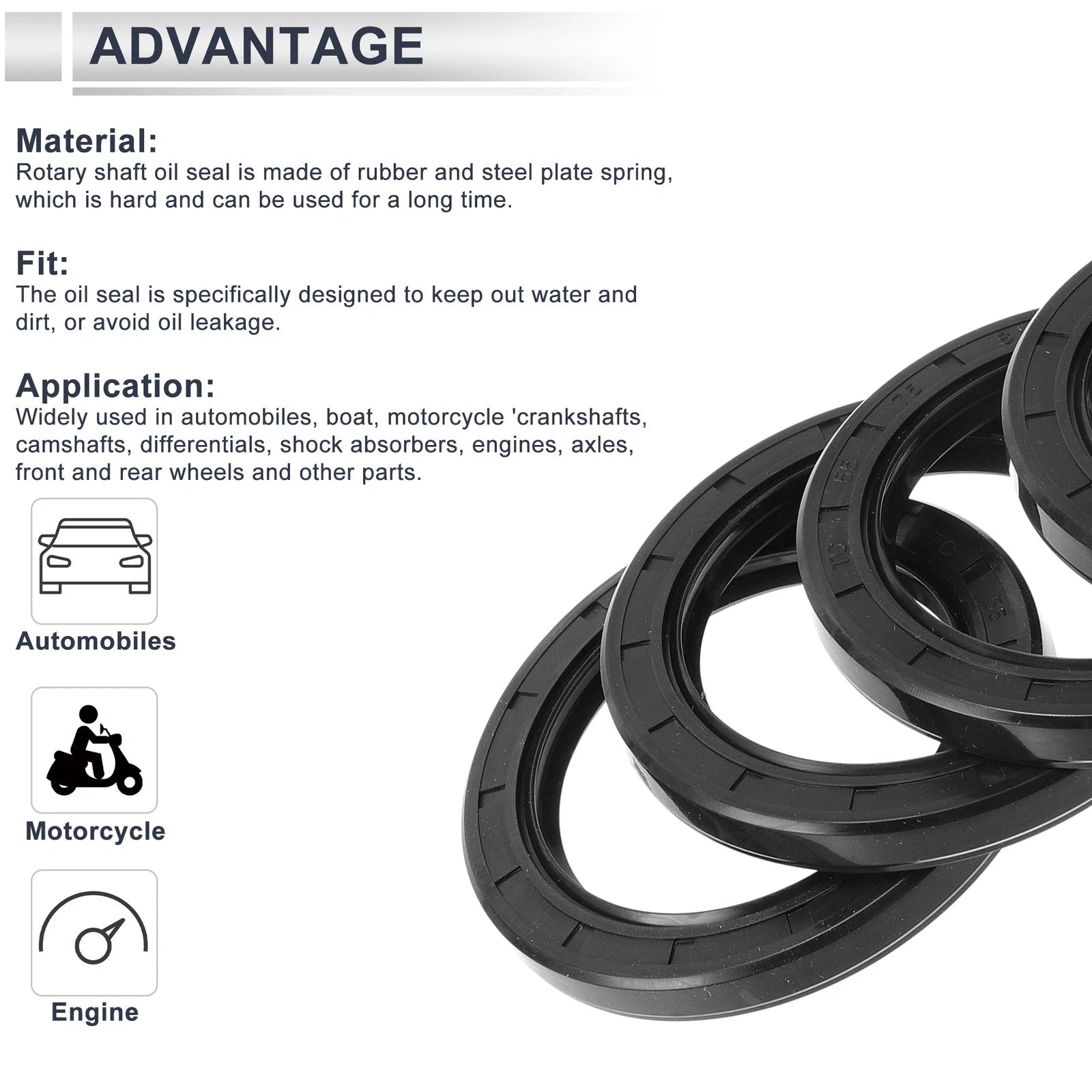 Set of 5 Oil Seal Rotary Shaft Seal Nitrile Rubber 55x75x8mm