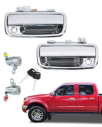 2Pcs Front Exterior Door Handles w/ Lock Cylinders for Toyota Tacoma (1995–2012)
