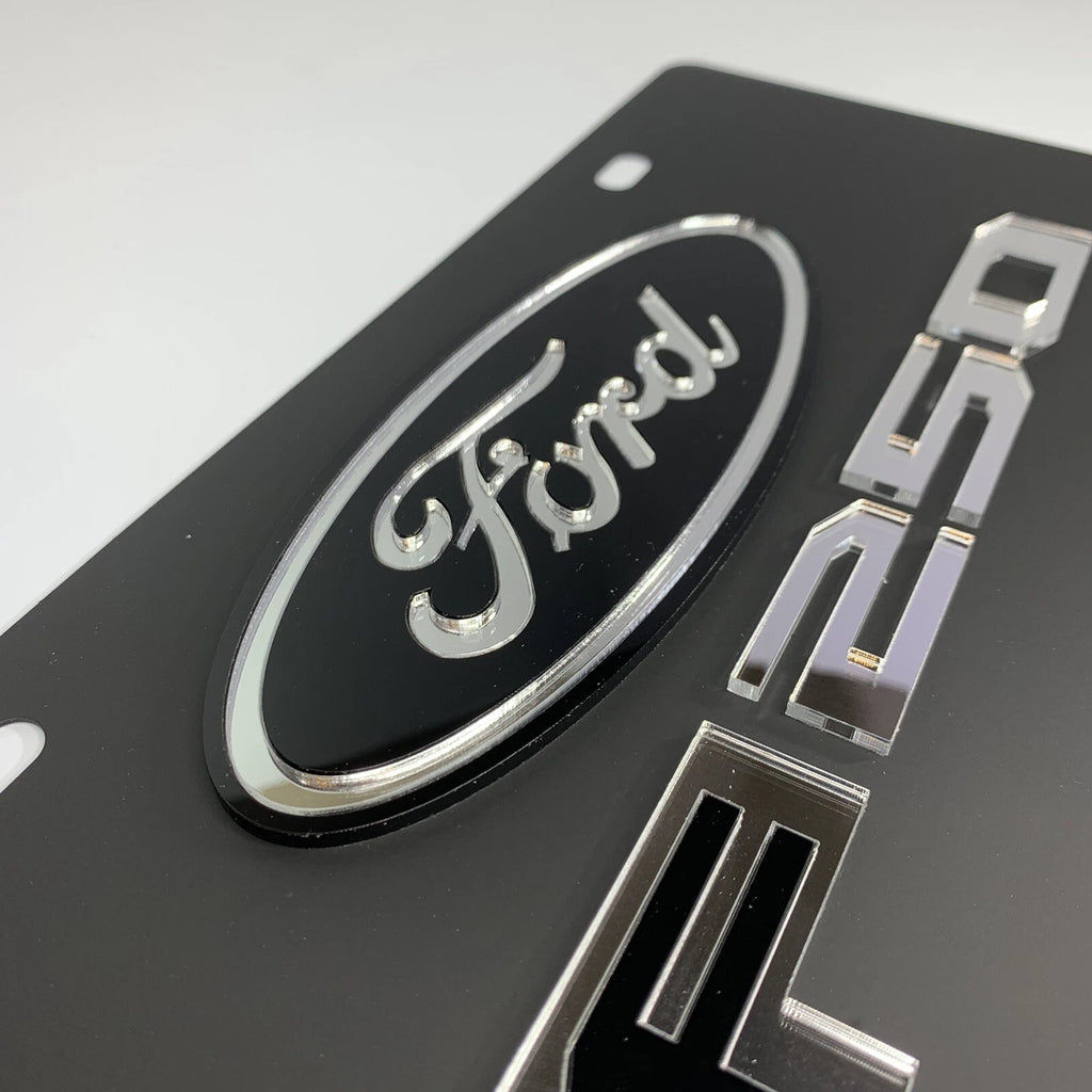 Vanity License Plate Holder Licensed Black Oval Emblem for Ford F-250 (2017–2024)