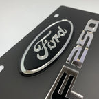 Vanity License Plate Holder Licensed Black Oval Emblem for Ford F-250 (2017–2024)