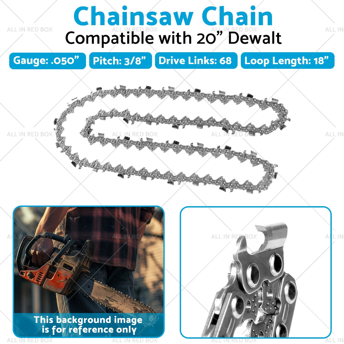 Tungsten Carbide Chainsaw Chain 3/8 050 68DL for Dewalt 20