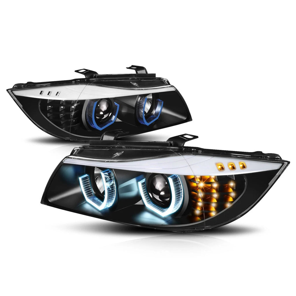 LED Headlight Set for GMC Sierra/Yukon (1999–2007) Black Amber