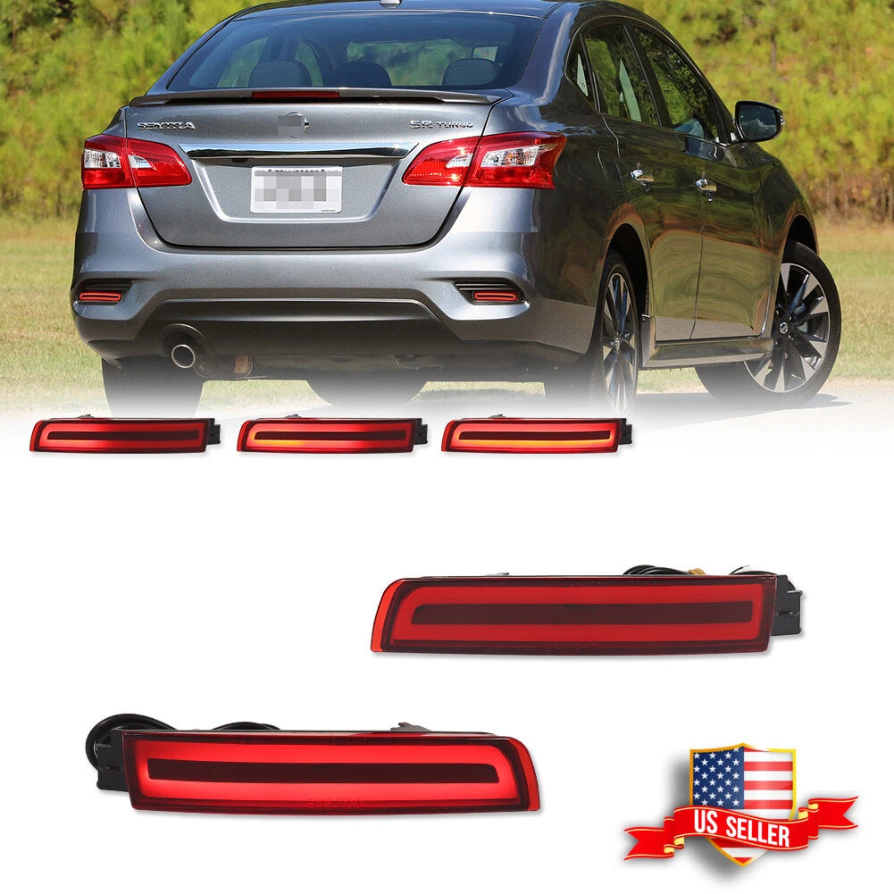 Red LED Rear Bumper Reflector Tail Brake Lights for Infiniti Juke Murano Sentra 