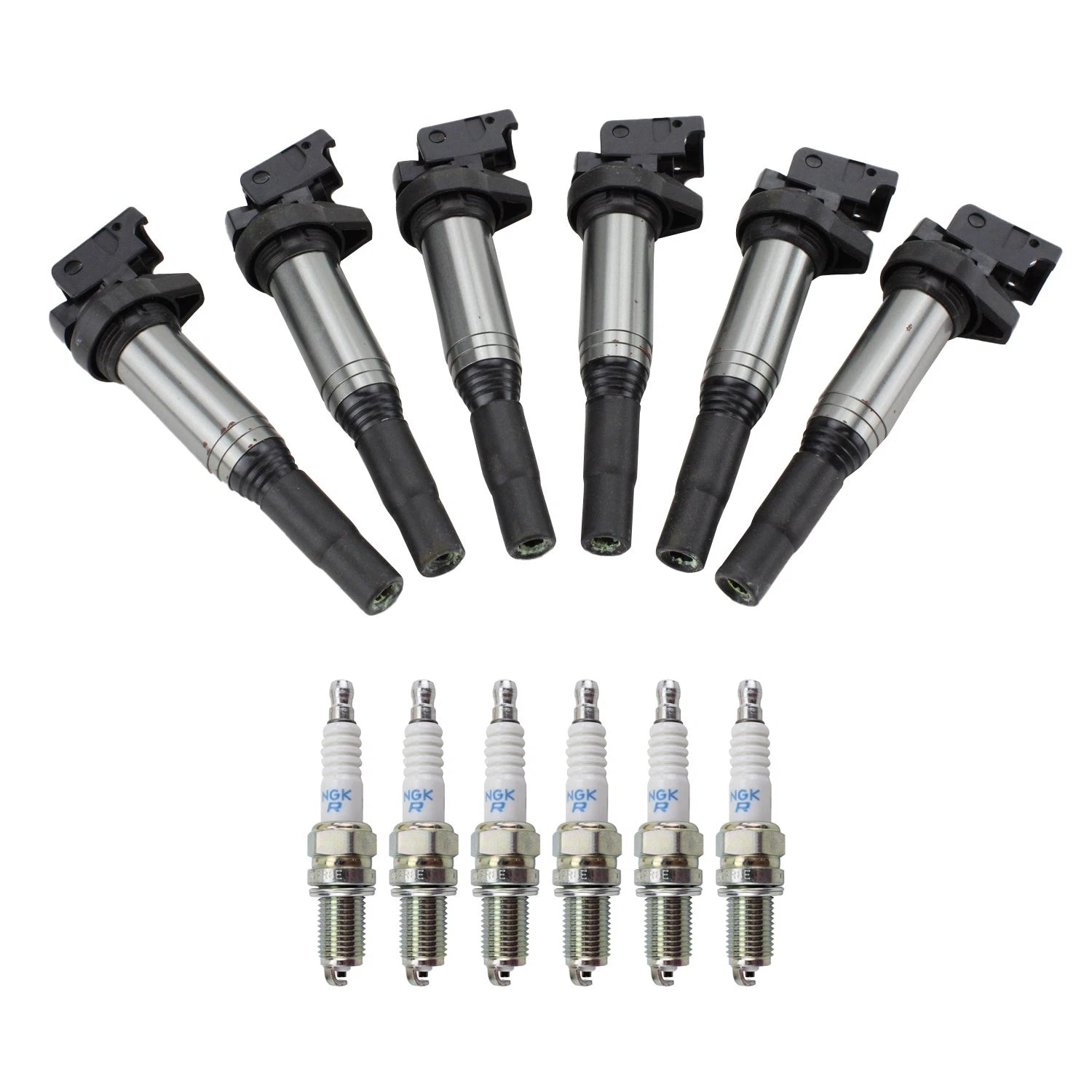 Set of 6 NGK Ignition Coils & Nickel Spark Plugs for BMW E46 E36 E85 E86 (1998–2006)